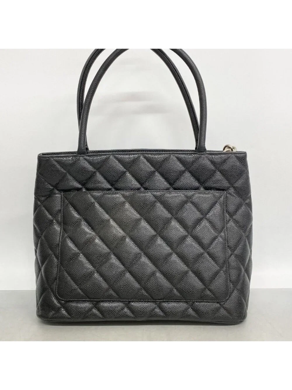 Chanel Tote Bag Reissue Caviar Leather Black Silver
